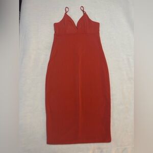 Elegant orange Sleeveless Bodycon midi Dress